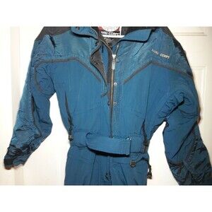 Hard Corps Blue / Black One-piece GoreTex Ski Suit with Hoddies Women's Size 8